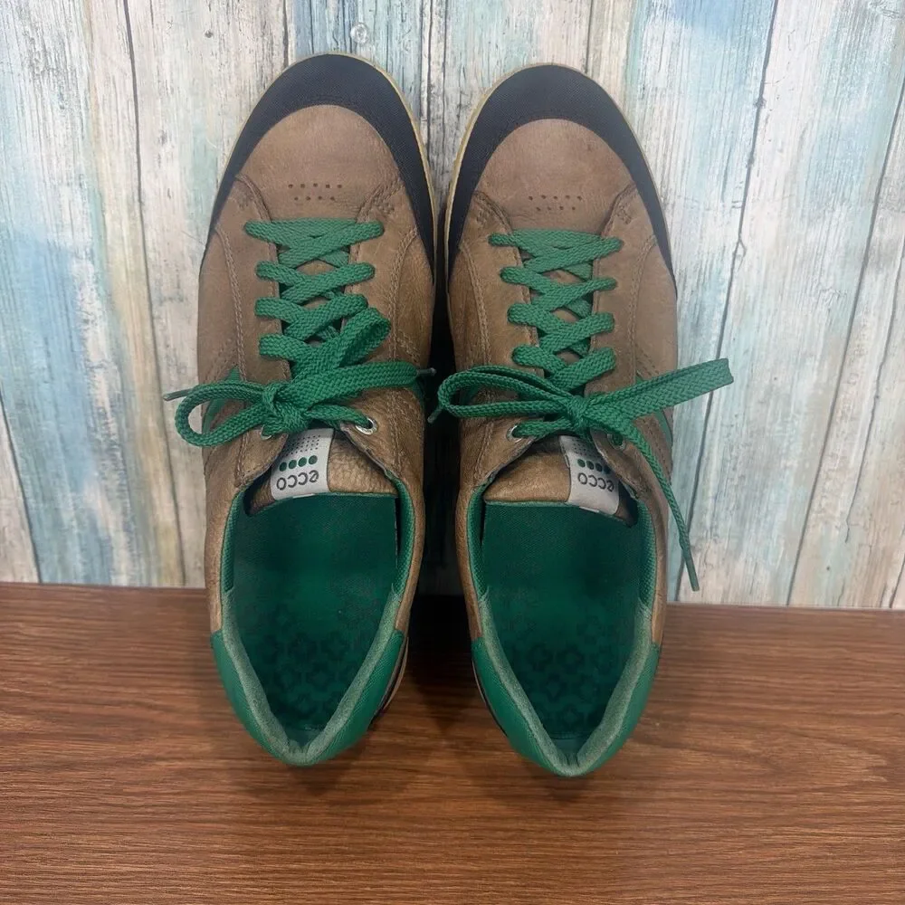 ECCO Mens 46 US 12 12.5 Brown Green Leather Lace Up Casual Sneakers Shoes